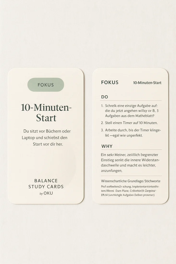 Balance Study Cards auf hellem Hintergrund